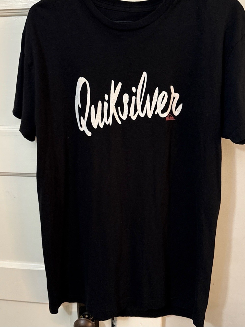 Quiksilver Black Tee with White Script Logo